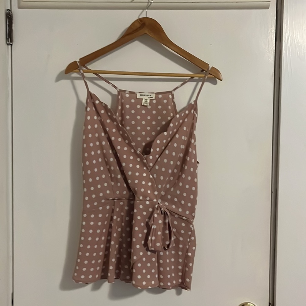 White and Pink Polka Dot Blouse - Picture 3 of 3